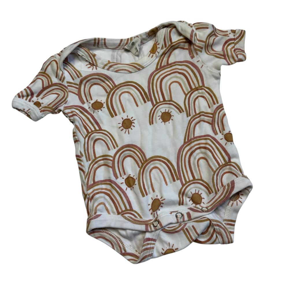 KATE QUINN Gender Neutral Rainbow Sunshine Print One Piece‎ Baby Organic 3-6 M